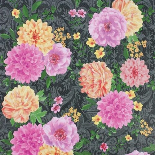 Duchess Garden Charcoal-Fuchsia-Saffron